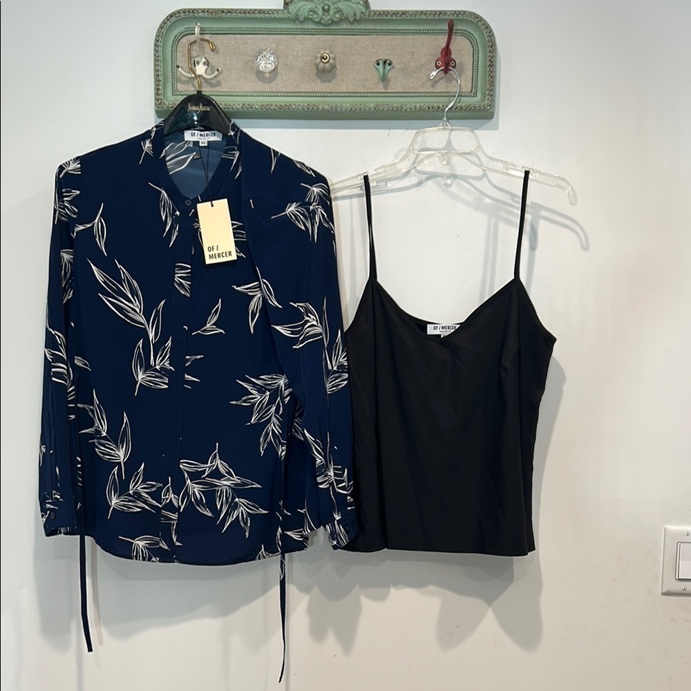 Of / Mercer New York Blue Long Sleeve Button Down Blouse & tank bundle XL new